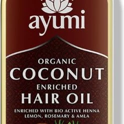 Flash-uitverkoop 😀 Ayumi Naturals Kokos-Henna-Rozemarijn Olie 150ml - Haarolie Voor Haargroei, Grijs Haar En Droog Haar - Rozemarijnolie 🧨