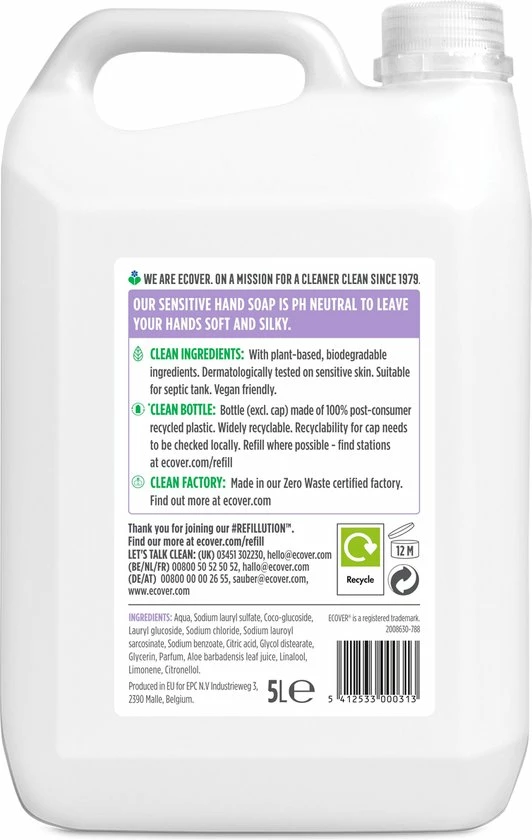 Korting π€© Ecover - Handzeep - Lavendel & Aloë Vera - Voordeelverpakking 5L π 7 Korting π€© Ecover - Handzeep - Lavendel & Aloë Vera - Voordeelverpakking 5L π - Afbeelding 5