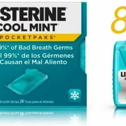 Korting 🌟 Listerine CoolMint Pocket Paks - Strips Tegen Slechte Adem - Geen Mondwater Nodig - Total Care- 8 Stuks 🌟