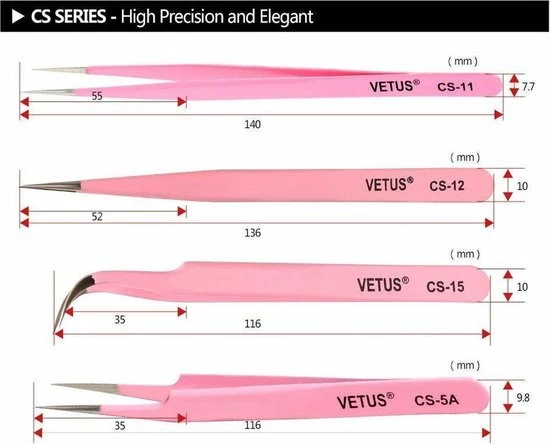 Beste Pirce βοΈ Professionele Precisie Pincet Vetus CS-15 | Professional Precision Tweezer | Volume Tweezer | RVS Pincet | Wimper Pincet | Makeup Tool | Techniek Pincet | Electro Gereedschap π 5 Beste Pirce βοΈ Professionele Precisie Pincet Vetus CS-15 | Professional Precision Tweezer | Volume Tweezer | RVS Pincet | Wimper Pincet | Makeup Tool | Techniek Pincet | Electro Gereedschap π - Afbeelding 3