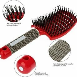Flash-uitverkoop 👍 Merkloos Anti Klit Haar Borstel | Ontwarrende Nylon Borstel | Professionele Haar Borstel | Haardroger | Verzorging | Borstel | Brush | Geschikt Voor Alle Haartypes | Massage Borstel | Kappers Borstel | Haargroei | Hoge Kwaliteit | Rood ❤️