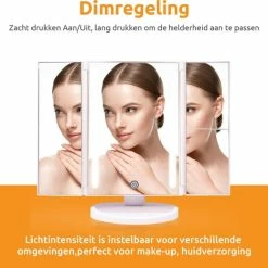 Groothandel π DynaGoods Make-up Spiegel Met LED Verlichting - Staande Spiegel - Met 2 Vergrootspiegels - 180° Draaibaar – Op Batterijen En USB (kabel Incl) - Leuk Cadeau π 12 Groothandel π DynaGoods Make-up Spiegel Met LED Verlichting - Staande Spiegel - Met 2 Vergrootspiegels - 180° Draaibaar – Op Batterijen En USB (kabel Incl) - Leuk Cadeau π -La Roche Shop 550x519 7