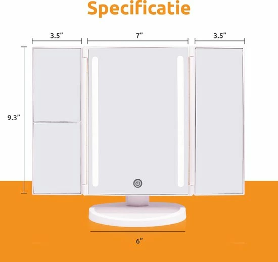 Groothandel π DynaGoods Make-up Spiegel Met LED Verlichting - Staande Spiegel - Met 2 Vergrootspiegels - 180° Draaibaar – Op Batterijen En USB (kabel Incl) - Leuk Cadeau π 8 Groothandel π DynaGoods Make-up Spiegel Met LED Verlichting - Staande Spiegel - Met 2 Vergrootspiegels - 180° Draaibaar – Op Batterijen En USB (kabel Incl) - Leuk Cadeau π - Afbeelding 6
