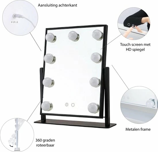 Coupon π LYVION Hollywood Spiegel Met LED Verlichting - Make-upspiegel - Zwart 𧨠4 Coupon π LYVION Hollywood Spiegel Met LED Verlichting - Make-upspiegel - Zwart 𧨠- Afbeelding 2