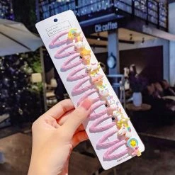 Flash-uitverkoop 😍 Merkloos Haarspeldjes Meisje - Lichtroze - Eenhoorn En Regenboog Designs - 10 Stuks - Zomer - Lente - Verjaardag - Cadeau - Kind - Sinterklaas - Kerst - Feestdagen 🎉