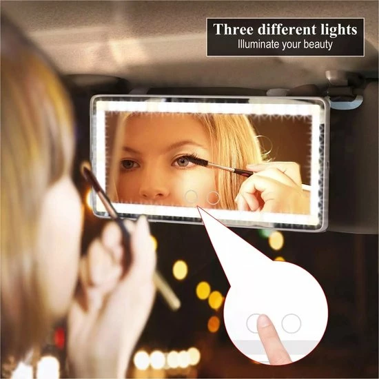 Uitgang π JO&RAE-Auto Zonneklep Make-up Spiegel Met Led Verlichting Zwart-3 Kleurenmodus-Oplaadbare Auto Vanity Spiegel β 4 Uitgang π JO&RAE-Auto Zonneklep Make-up Spiegel Met Led Verlichting Zwart-3 Kleurenmodus-Oplaadbare Auto Vanity Spiegel β - Afbeelding 2