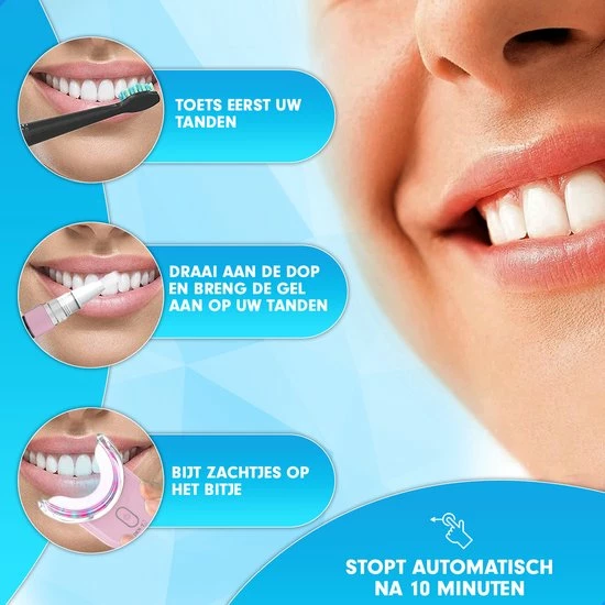 Uitgang ๐ DEN-T® U-shape PRO - Tandenbleekset - 32 LED - Zonder Peroxide - Tandenbleken - Teeth Whitening - Roze - ๐ฅ 7 Uitgang ๐ DEN-T® U-shape PRO - Tandenbleekset - 32 LED - Zonder Peroxide - Tandenbleken - Teeth Whitening - Roze - ๐ฅ - Afbeelding 5