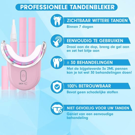 Uitgang ๐ DEN-T® U-shape PRO - Tandenbleekset - 32 LED - Zonder Peroxide - Tandenbleken - Teeth Whitening - Roze - ๐ฅ 10 Uitgang ๐ DEN-T® U-shape PRO - Tandenbleekset - 32 LED - Zonder Peroxide - Tandenbleken - Teeth Whitening - Roze - ๐ฅ - Afbeelding 8