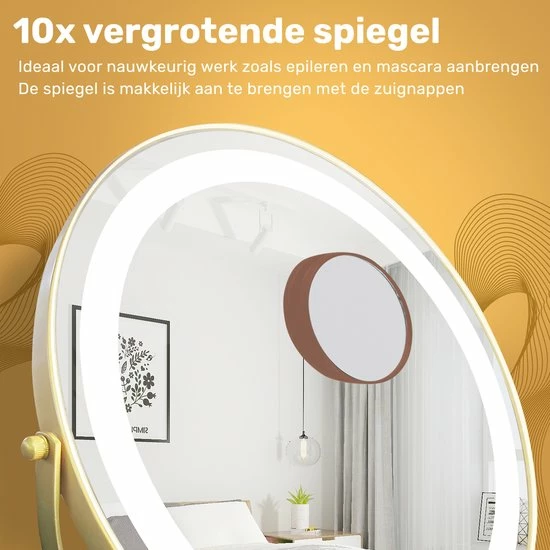Promo ✔️ Great’s® Great's® Make Up Spiegel Met LED Verlichting - Visagie Spiegel Rond - Incl. Close Up 10x - Goud 👏 9 Promo ✔️ Great’s® Great's® Make Up Spiegel Met LED Verlichting - Visagie Spiegel Rond - Incl. Close Up 10x - Goud 👏 - Afbeelding 7