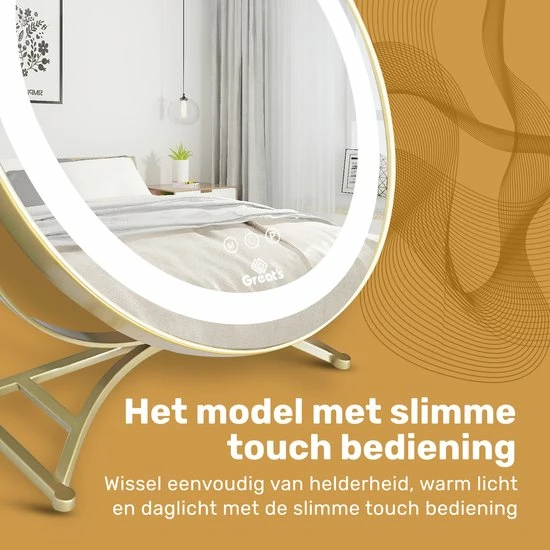 Promo ✔️ Great’s® Great's® Make Up Spiegel Met LED Verlichting - Visagie Spiegel Rond - Incl. Close Up 10x - Goud 👏 10 Promo ✔️ Great’s® Great's® Make Up Spiegel Met LED Verlichting - Visagie Spiegel Rond - Incl. Close Up 10x - Goud 👏 - Afbeelding 8