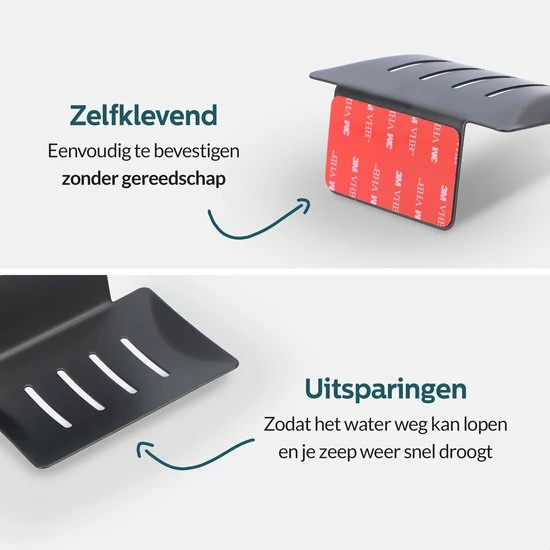 Beste Verkoop ⭐ Moodcare® RVS Zeepbakje Zwart – Zeephouder Hangend Zonder Boren – Zeepschaaltje & Shampoo Bar Houder 💯 5 Beste Verkoop ⭐ Moodcare® RVS Zeepbakje Zwart – Zeephouder Hangend Zonder Boren – Zeepschaaltje & Shampoo Bar Houder 💯 - Afbeelding 3