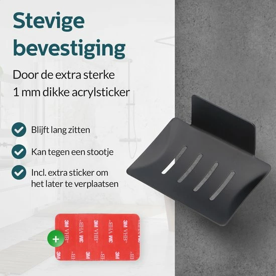 Beste Verkoop ⭐ Moodcare® RVS Zeepbakje Zwart – Zeephouder Hangend Zonder Boren – Zeepschaaltje & Shampoo Bar Houder 💯 6 Beste Verkoop ⭐ Moodcare® RVS Zeepbakje Zwart – Zeephouder Hangend Zonder Boren – Zeepschaaltje & Shampoo Bar Houder 💯 - Afbeelding 4