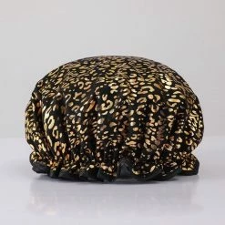 Nieuw 🔥 Afabs® GROTE Douchemuts / Shower Cap / Douchekapje / Douche Cap Voor Vol Haar / Krullen / Afro - Zwart Met Gouden Leopard ⌛