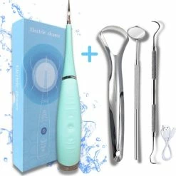 Beste Pirce ⌛ Shiney Tandsteen Verwijderaar - Tandplak Verwijderaar - Tanden Polijsten - Inclusief Tandarts Set - Tongschraper - Tandartshaakje - Elektrisch - 4 Delig - 5 Standen - Sonisch 👍