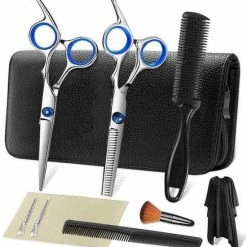 Aanbiedingen 🔥 Barbira® 10 Delige Professionele Kappersschaar Set - Kappersmantel - Kappersset - Uitdunschaar - Effileerschaar - Kapmantel - Rechtshandig 😉