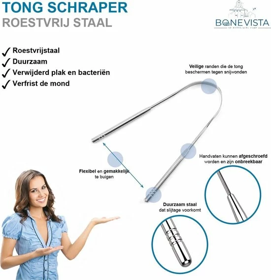 Coupon ❤️ Bone Vista RVS Tongschraper Voor Mondverzorging – 4 Stuks – Tongreiniger, Tongborstel & Tong Schraper – Duurzaam & Herbruikbaar 🤩 5 Coupon ❤️ Bone Vista RVS Tongschraper Voor Mondverzorging – 4 Stuks – Tongreiniger, Tongborstel & Tong Schraper – Duurzaam & Herbruikbaar 🤩 - Afbeelding 3