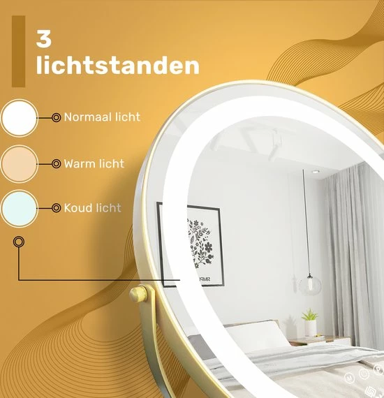 Promo ✔️ Great’s® Great's® Make Up Spiegel Met LED Verlichting - Visagie Spiegel Rond - Incl. Close Up 10x - Goud 👏 5 Promo ✔️ Great’s® Great's® Make Up Spiegel Met LED Verlichting - Visagie Spiegel Rond - Incl. Close Up 10x - Goud 👏 - Afbeelding 3