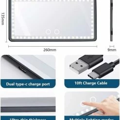 Uitgang π JO&RAE-Auto Zonneklep Make-up Spiegel Met Led Verlichting Zwart-3 Kleurenmodus-Oplaadbare Auto Vanity Spiegel β 8 Uitgang π JO&RAE-Auto Zonneklep Make-up Spiegel Met Led Verlichting Zwart-3 Kleurenmodus-Oplaadbare Auto Vanity Spiegel β -La Roche Shop 550x597 1