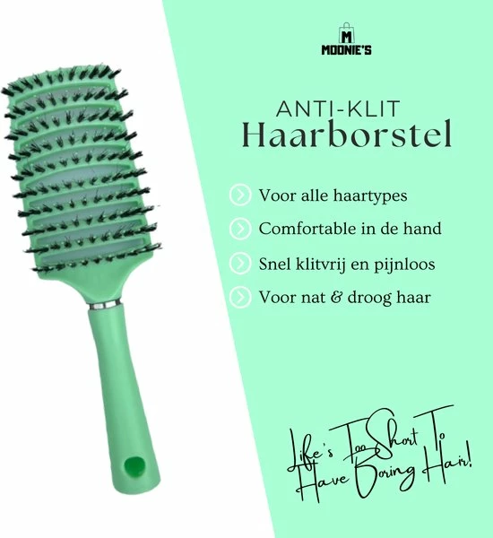 Coupon 🥰 MOONIE'S® Anti-Klit Haarborstel - Haarborstel - Curved - Föhn Haarborstel - Groen 🌟 5 Coupon 🥰 MOONIE'S® Anti-Klit Haarborstel - Haarborstel - Curved - Föhn Haarborstel - Groen 🌟 - Afbeelding 3