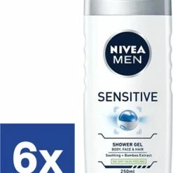 Korting 🔥 Nivea Men Sensitive Douchegel (Voordeelverpakking) - 6 X 250 Ml 😍
