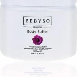 Promo 🎁 BEBYSO Cosmetics BEBYSO Organic Body Butter - Rozen 300ml. 100% Vegan & Natuurlijke Ingrediënten. Dierproefvrij. 🌟