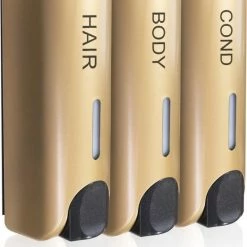 Goedkoop 🎉 WiseGoods Luxe Shampoo & Zeepdispenser - Wandmontage - Muur Zeep Dispenser - Zeeppompje Douche - Badkamer - Goud - 3 -Delig ❤️